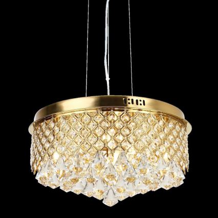 Kattokruunu johdossa AMAPOLI 7xG9/28W/230V halkaisija 45 cm kulta