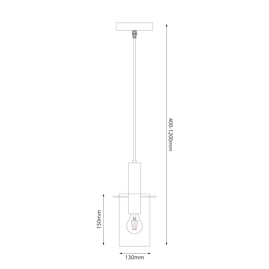 Kattokruunu johdossa ARCADIA 1xE27/60W/230V halkaisija 13 cm musta/savuinen