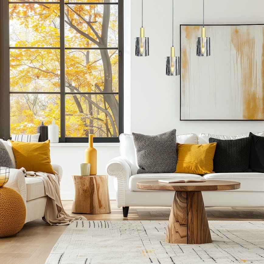 Kattokruunu johdossa ARCADIA 3xE27/60W/230V kulta/savuinen