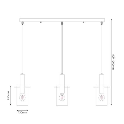 Kattokruunu johdossa ARCADIA 3xE27/60W/230V musta/savuinen