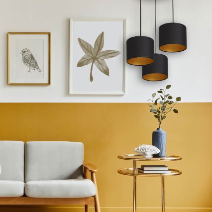 Kattokruunu johdossa ARDEN 3xE27/60W/230V musta/kulta