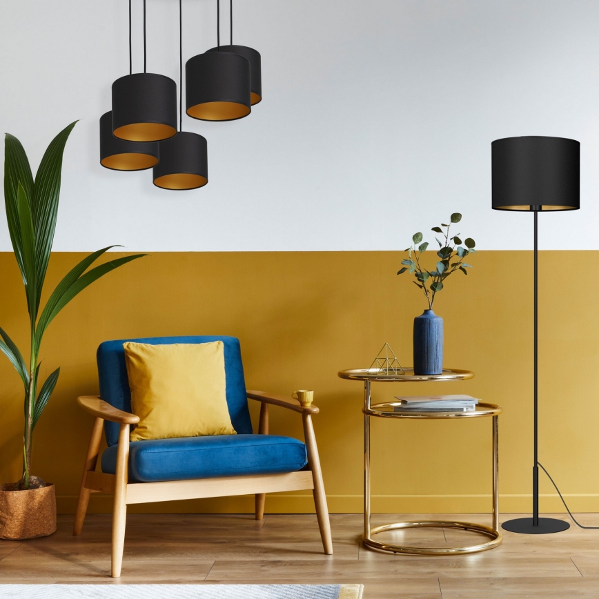 Kattokruunu johdossa ARDEN 5xE27/60W/230V musta/kultainen