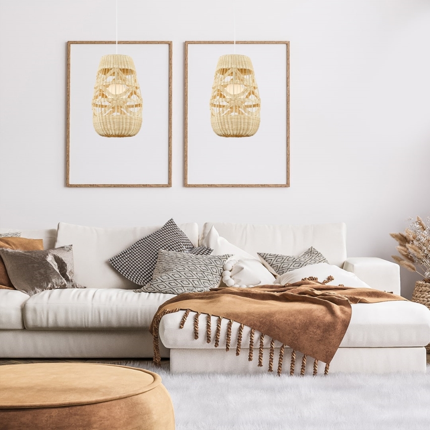 Kattokruunu johdossa ARONA 1xG9/9W/230V halkaisija 25 cm rottinki/beige