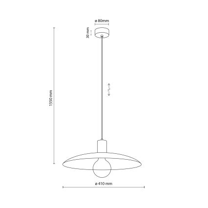 Kattokruunu johdossa ASTRA 1xE27/15W/230V halkaisija 41 cm musta