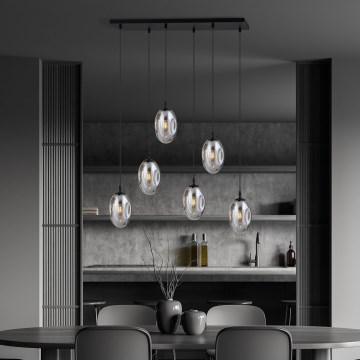 Kattokruunu johdossa ASTRAL 6xE14/10W/230V musta/savuinen