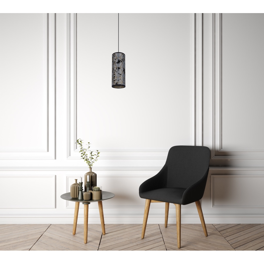 Kattokruunu johdossa AVALO 1xE27/60W/230V harmaa/musta