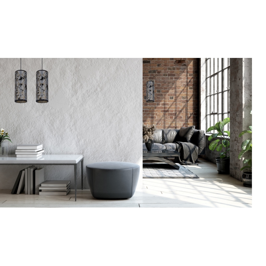 Kattokruunu johdossa AVALO 1xE27/60W/230V harmaa/musta