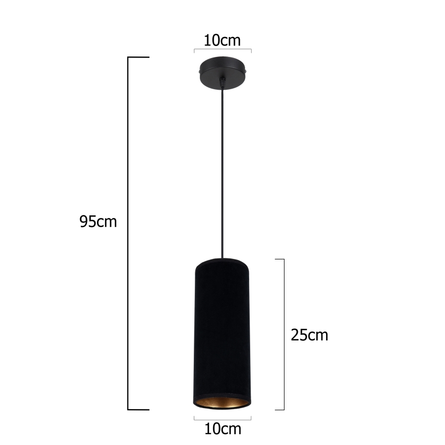 Kattokruunu johdossa AVALO 1xE27/60W/230V musta