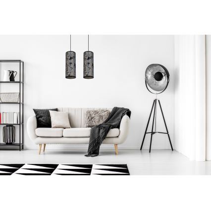 Kattokruunu johdossa AVALO 2xE27/60W/230V harmaa/musta