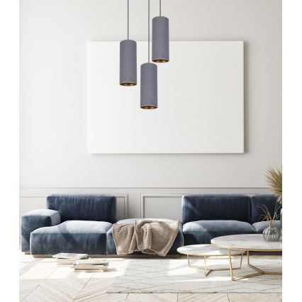 Kattokruunu johdossa AVALO 3xE27/60W/230V halkaisija 35 cm harmaa