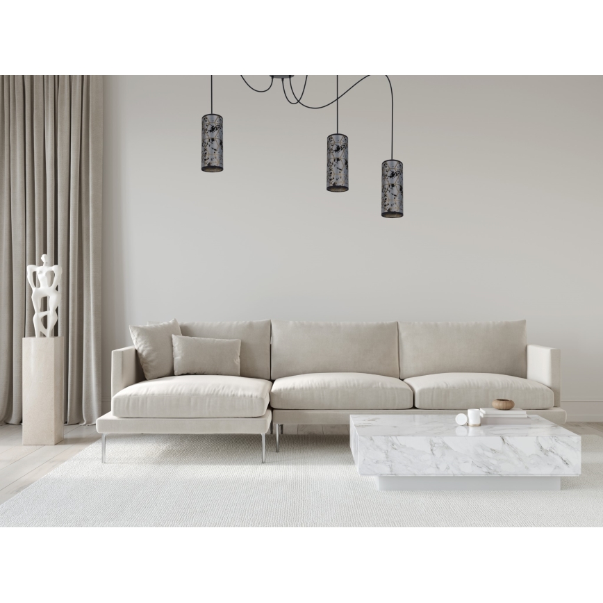 Kattokruunu johdossa AVALO 3xE27/60W/230V hämähäkki harmaa/musta