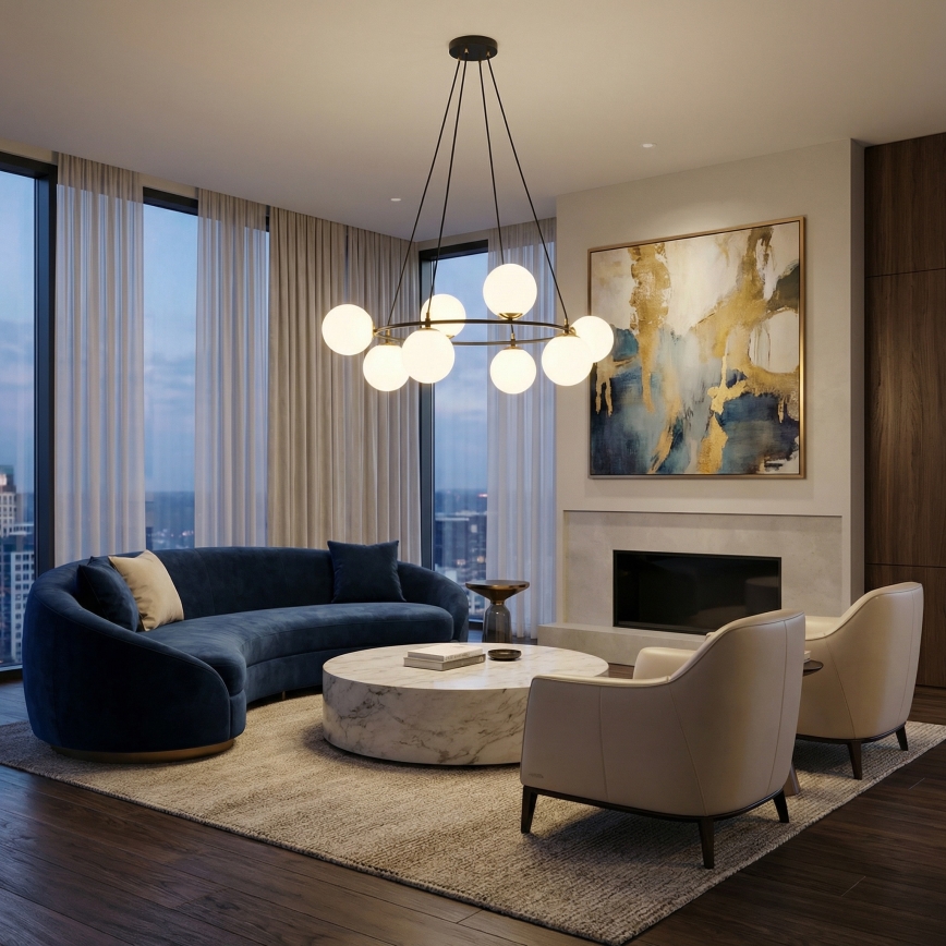 Kattokruunu johdossa AZURA 8xE14/10W/230V musta/valkoinen