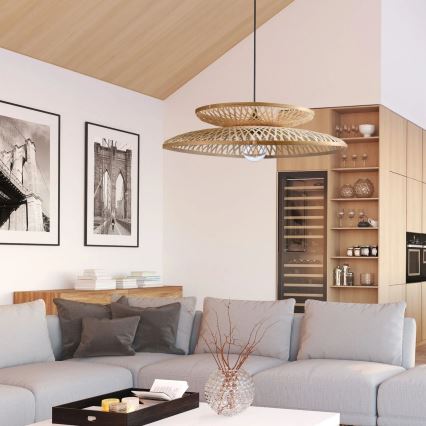 Kattokruunu johdossa BALI 1xE27/20W/230V halkaisija 60 cm bambu