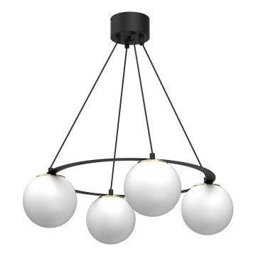 Kattokruunu johdossa BALLO 4xE27/15W/230V musta/valkoinen