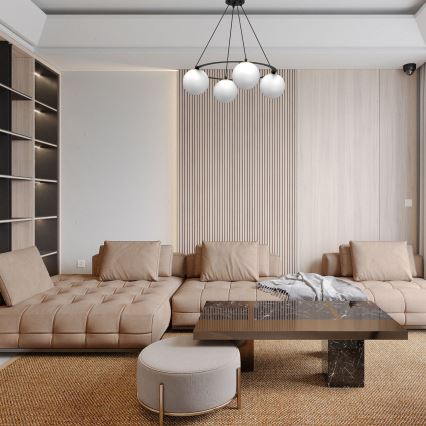 Kattokruunu johdossa BALLO 4xE27/15W/230V musta/valkoinen