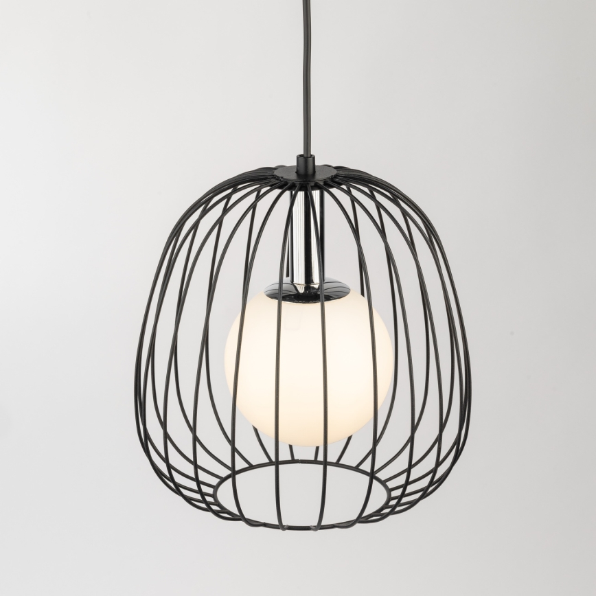 Kattokruunu johdossa BELL 1xG9/12W/230V halkaisija 24 cm musta/kiiltävä kromi