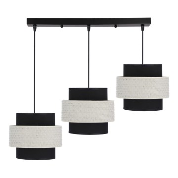 Kattokruunu johdossa BENTA 3xE27/40W/230V musta/kerma