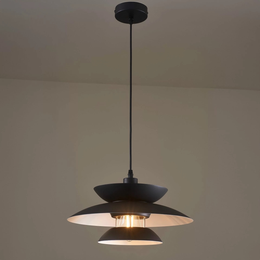 Kattokruunu johdossa BERIT 1xE27/20W/230V musta