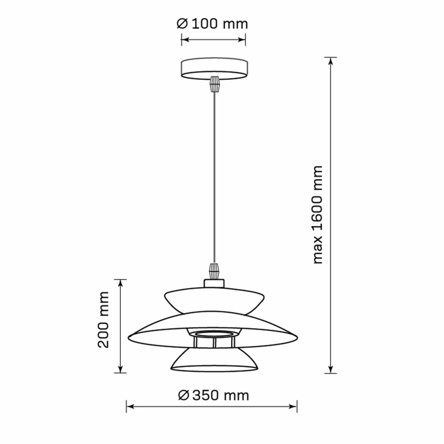 Kattokruunu johdossa BERIT 1xE27/20W/230V musta