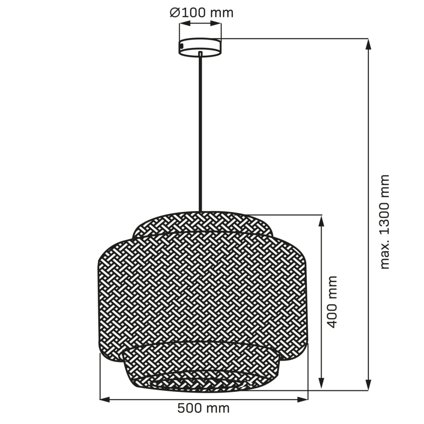 Kattokruunu johdossa BERTA 1xE27/20W/230V halkaisija 50 cm bambu