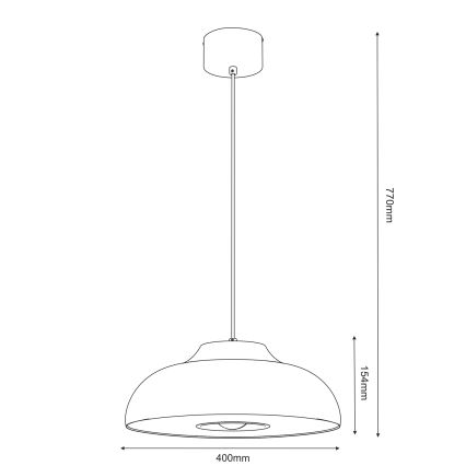 Kattokruunu johdossa BILBAO 1xE27/15W/230V halkaisija 40 cm messinki