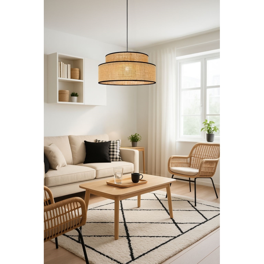Kattokruunu johdossa BOHO 1xE27/60W/230V halkaisija 40 cm beige