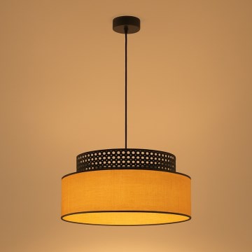 Kattokruunu johdossa BOHO 1xE27/60W/230V halkaisija 40 cm musta/rottinki