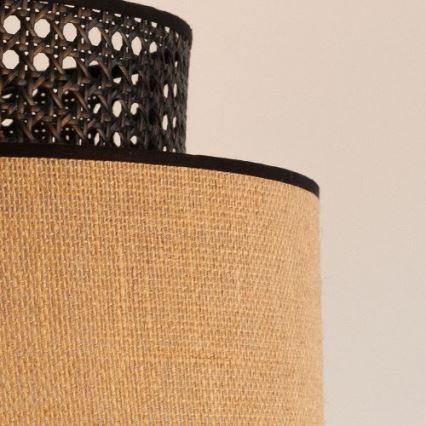 Kattokruunu johdossa BOHO 1xE27/60W/230V halkaisija 40 cm musta/rottinki