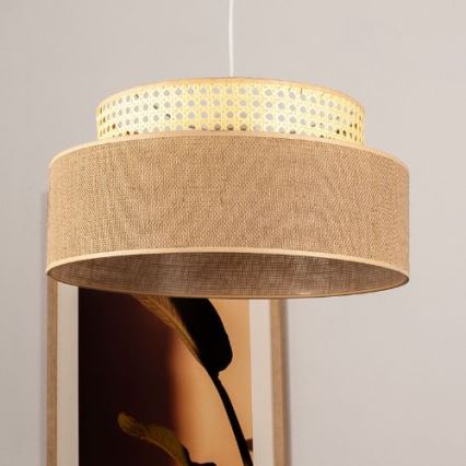 Kattokruunu johdossa BOHO 1xE27/60W/230V halkaisija 40 cm rottinki