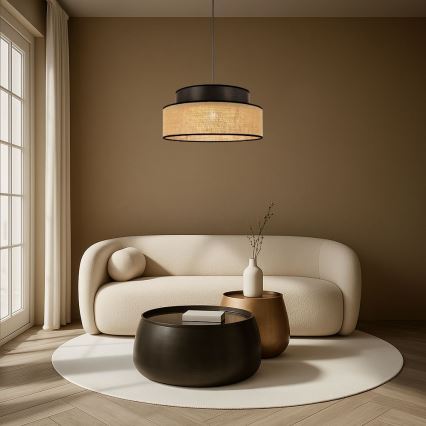 Kattokruunu johdossa BOHO 1xE27/60W/230V halkaisija 40 cm ruskea/beige