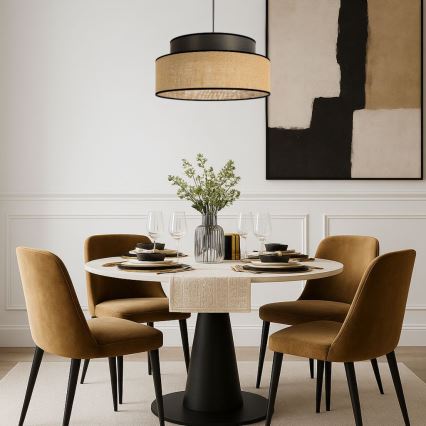 Kattokruunu johdossa BOHO 1xE27/60W/230V halkaisija 40 cm ruskea/beige