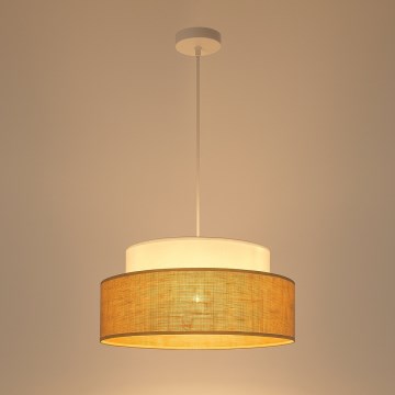 Kattokruunu johdossa BOHO 1xE27/60W/230V halkaisija 40 cm valkoinen/beige