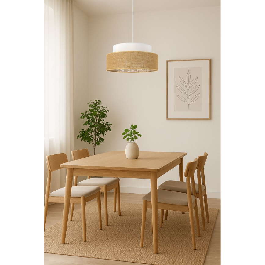 Kattokruunu johdossa BOHO 1xE27/60W/230V halkaisija 40 cm valkoinen/beige
