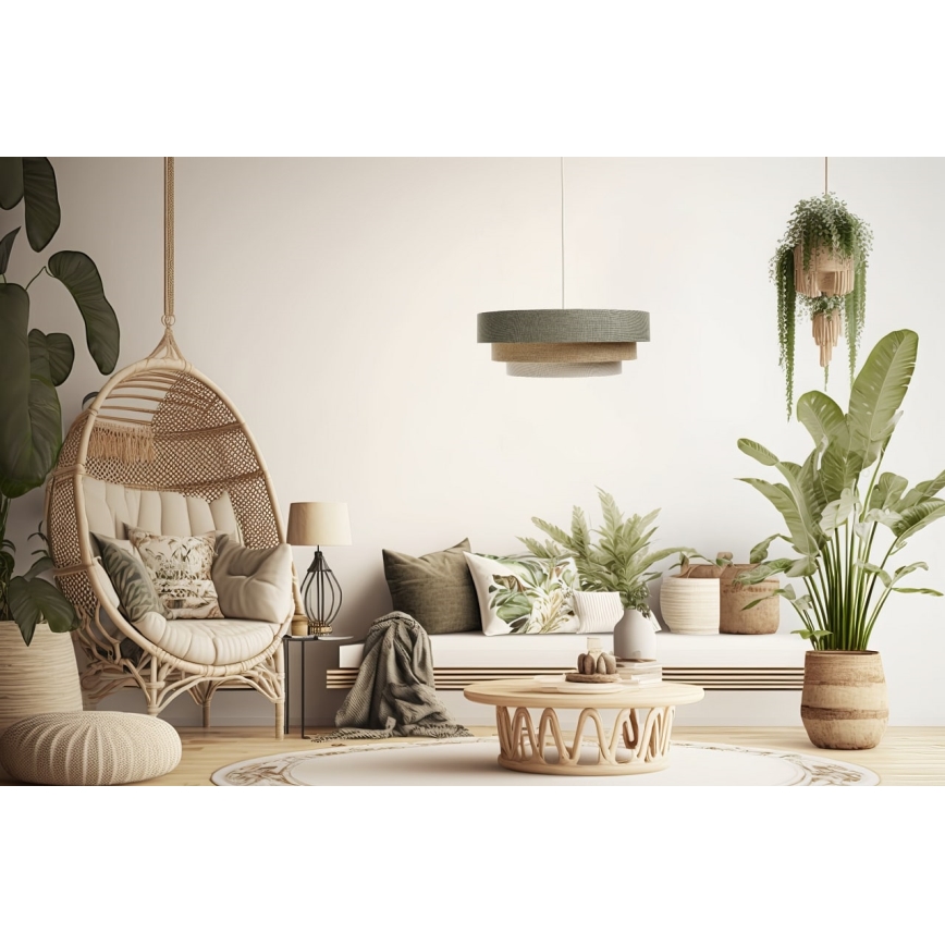 Kattokruunu johdossa BOHO TRINITI 1xE27/60W/230V harmaa/beige/kerma