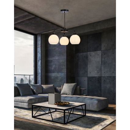 Kattokruunu johdossa CALDERA 3xE27/60W/230V musta