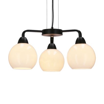 Kattokruunu johdossa CALDERA 3xE27/60W/230V musta