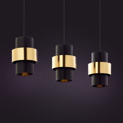 Kattokruunu johdossa CALISTO 3xE27/15W/230V kulta/musta