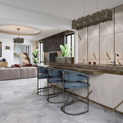 Kattokruunu johdossa CAMO 5xE27/15W/230V kulta