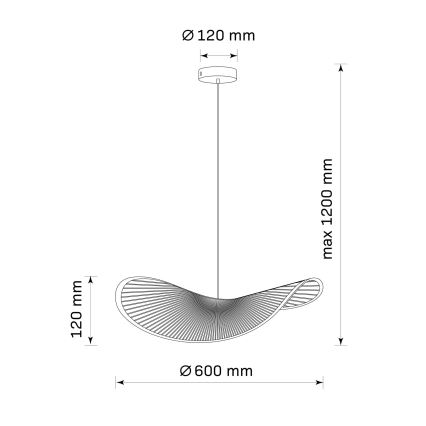 Kattokruunu johdossa CAPRI 1xE27/20W/230V halkaisija 60 cm bambu