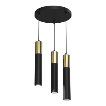 Kattokruunu johdossa CASSA 3xGU10/8W/230V musta/kultainen