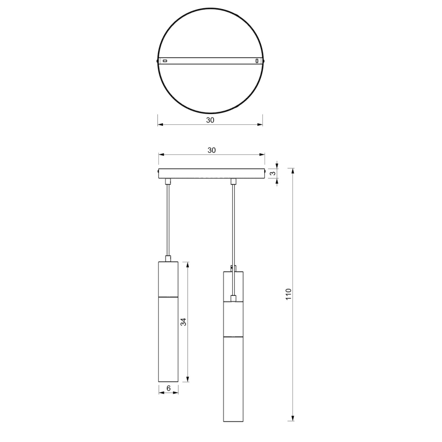 Kattokruunu johdossa CASSA 3xGU10/8W/230V musta/kultainen