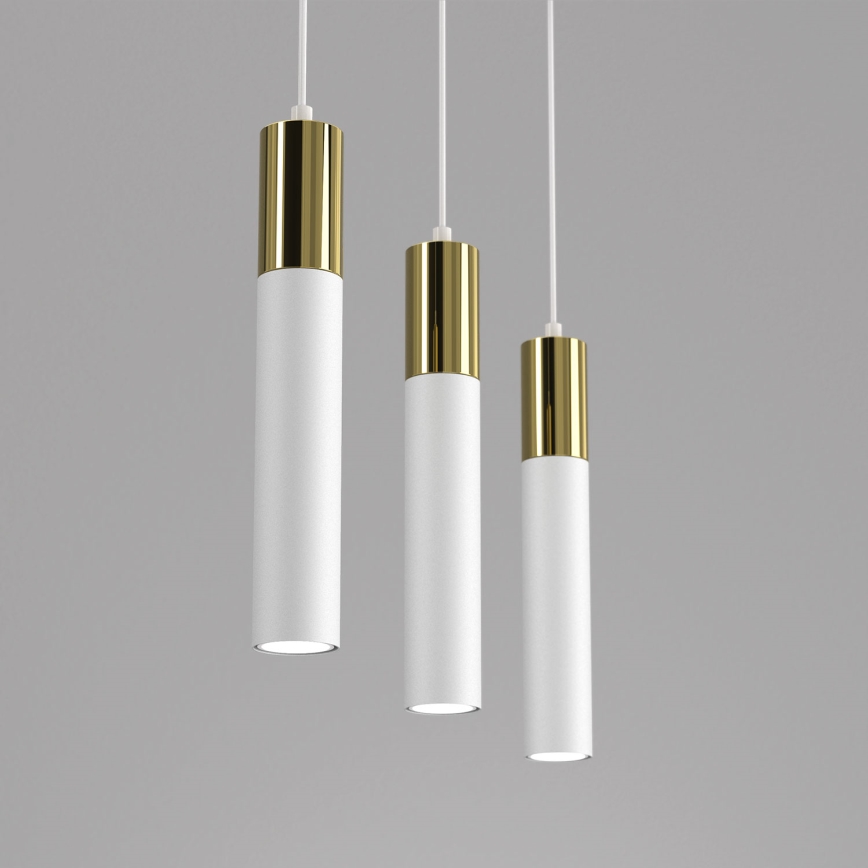 Kattokruunu johdossa CASSA 3xGU10/8W/230V valkoinen/kultainen