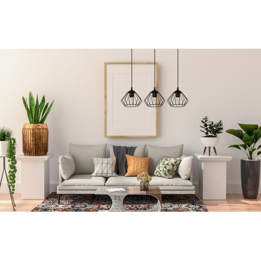 Kattokruunu johdossa CEED 3xE27/60W/230V musta