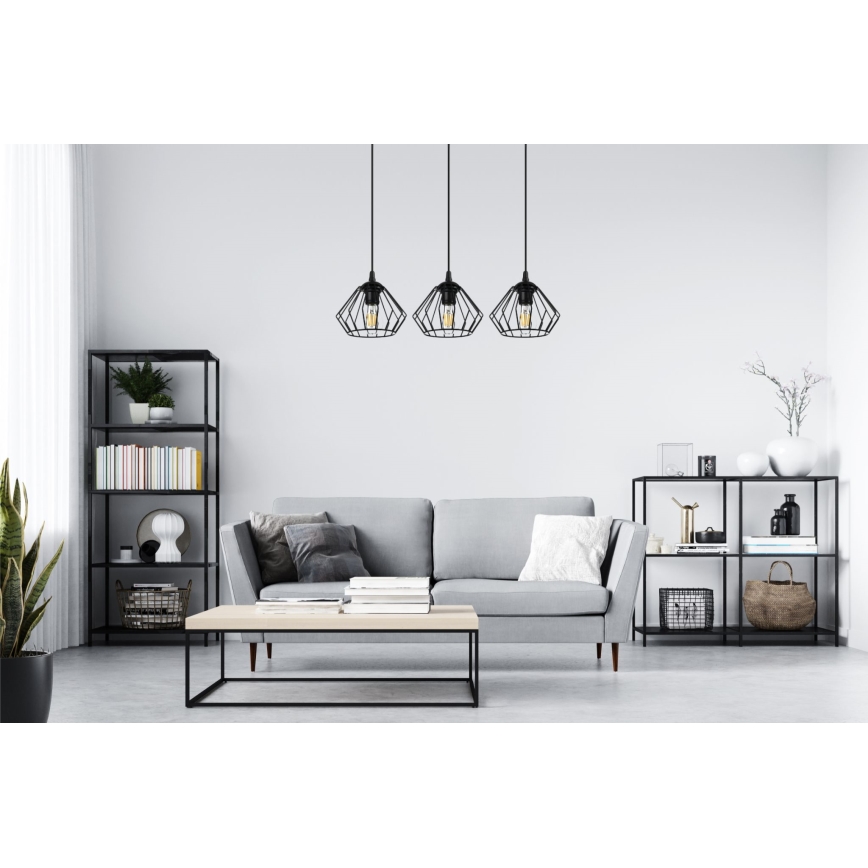 Kattokruunu johdossa CEED 3xE27/60W/230V musta