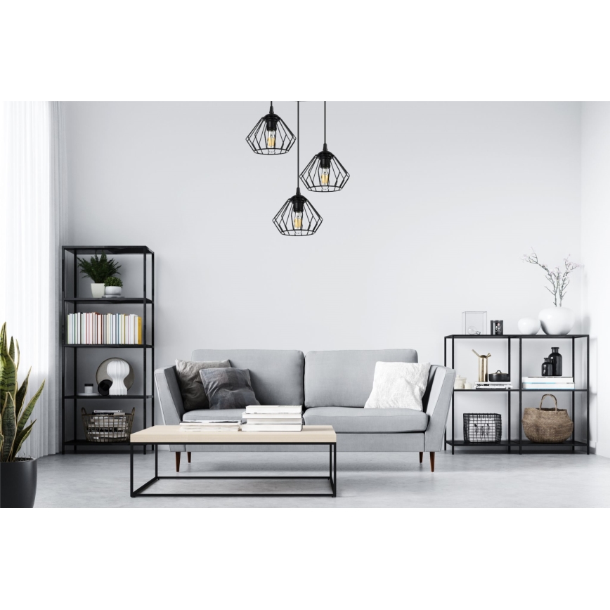 Kattokruunu johdossa CEED 3xE27/60W/230V musta