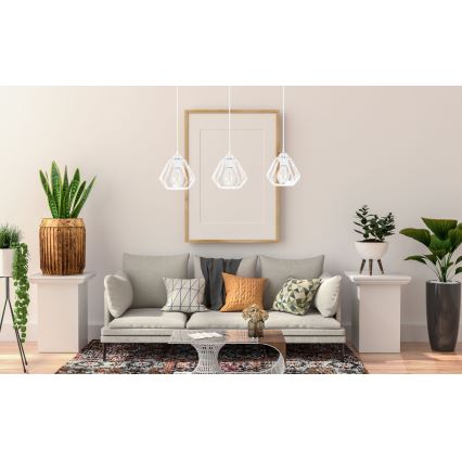 Kattokruunu johdossa CEED 3xE27/60W/230V valkoinen