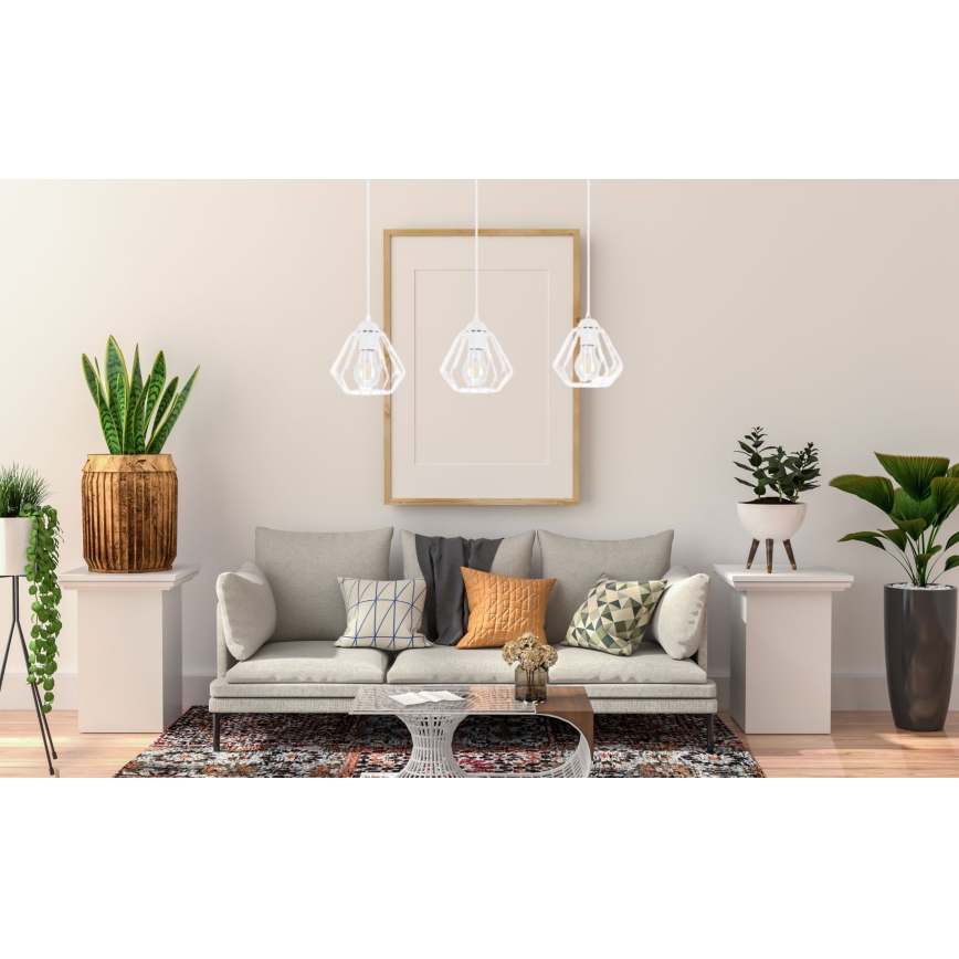 Kattokruunu johdossa CEED 3xE27/60W/230V valkoinen