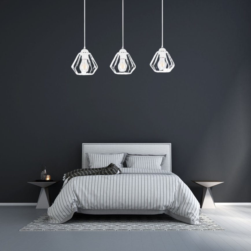 Kattokruunu johdossa CEED 3xE27/60W/230V valkoinen