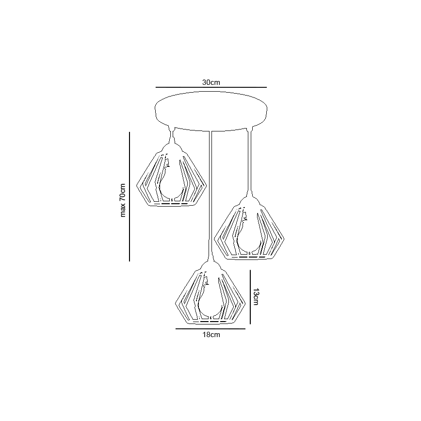 Kattokruunu johdossa CEED 3xE27/60W/230V valkoinen