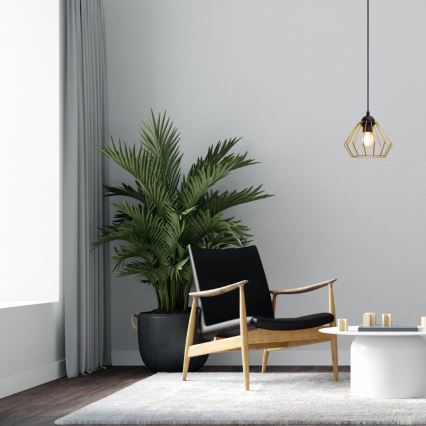 Kattokruunu johdossa CEED GOLD 1xE27/60W/230V halkaisija 17,5 cm musta/kulta